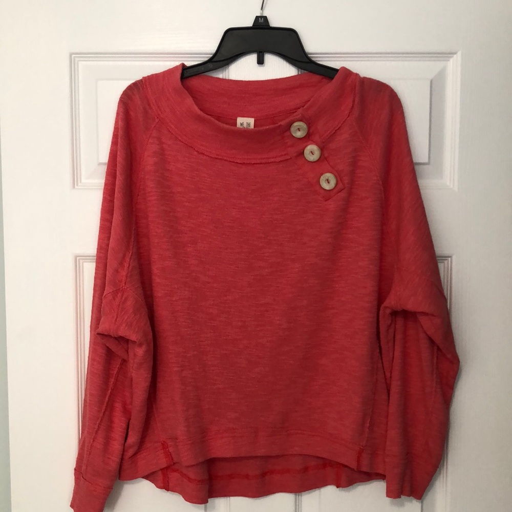 Free People shirt. Coral color. Wide neck
